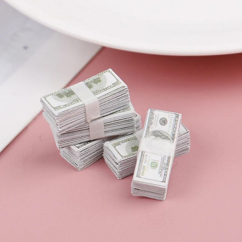 1/12 Scale Creative Mini Dollars Money Miniature Banknotes Children Toys Gifts Dollhouse Miniature Accessories 5