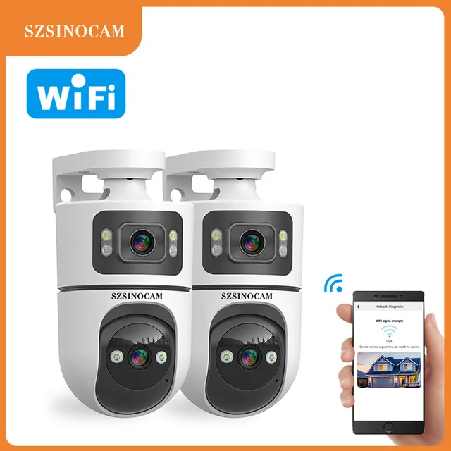 SZSINOCAM 2 caméras IP WiFi extérieures panoramiques et inclinables, caméra de surveillance vidéo HD sans fil avec version filaire, veille 24h/24 1