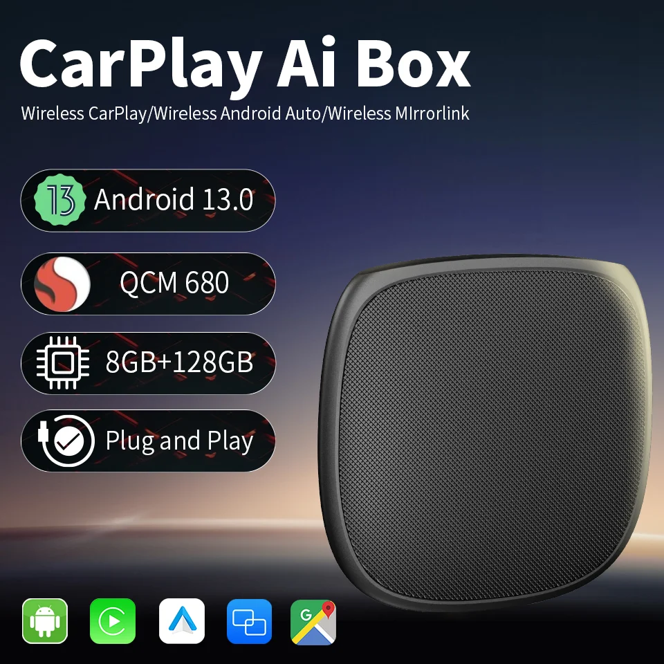 

HANG JING Android 13 CarPlay Ai Box Qualcomm SM6225 беспроводной Carplay Android автомобильный Смарт ТВ-бокс для автомобиля с проводным CarPlay