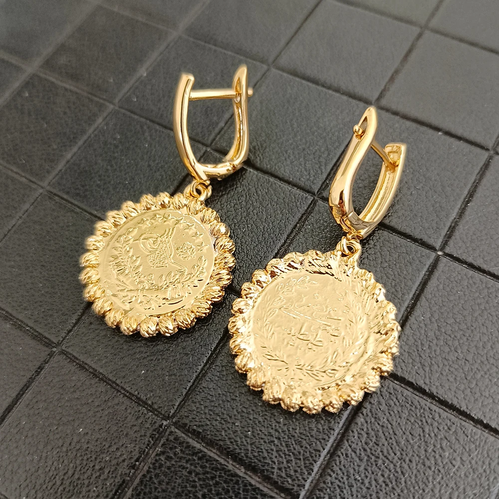 Frauen Ohrringe Ohrringe Türkischen Münzen Gold Überzogene Ohrringe Goth  Schmuck für Frauen Neue in Ohrring Hoop Mode Zubehör - AliExpress