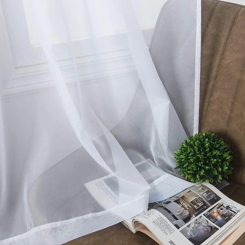 100% Polyester Solid Sheer Voile Curtains French Door Multi-Color Window Tulle Drapery Living Room Balcony Decoration Cortinas 5 sheer curtains window curtains decor curtains