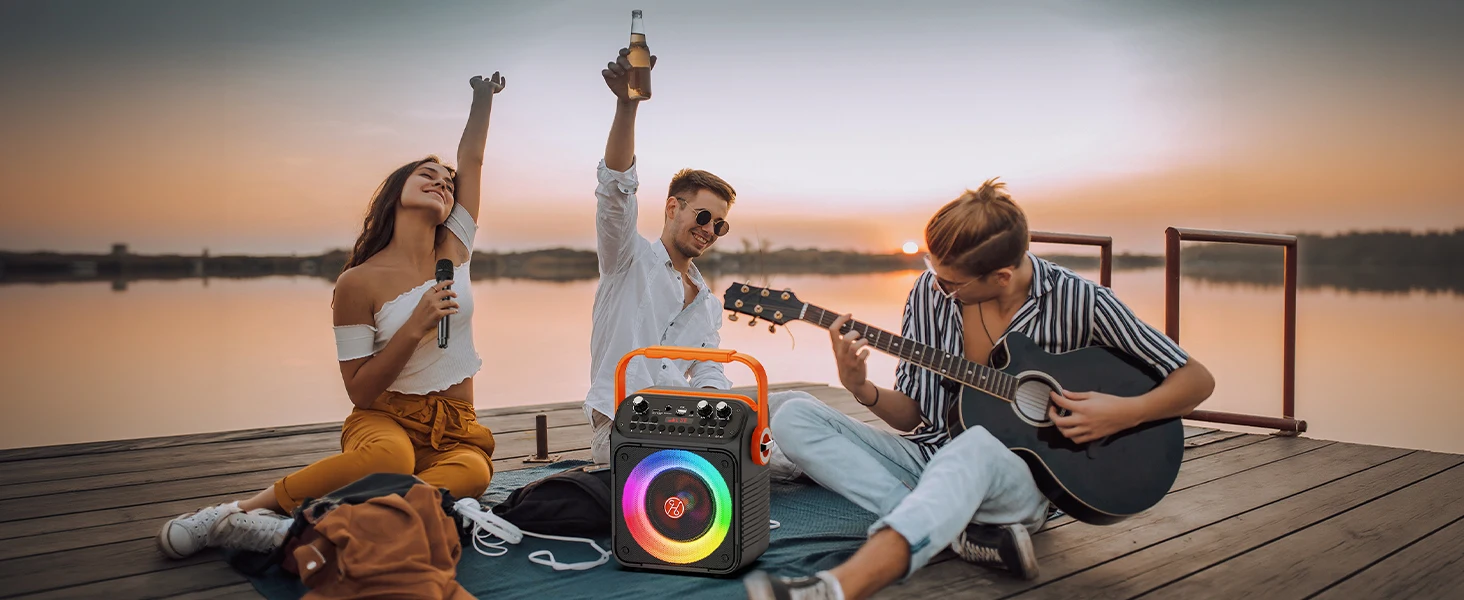 FanFun Karaoke 2 kabellose Mikrofone, professionelles Karaoke für Erwachsene und Kinder, Bluetooth-Lautsprecher mit Mikrofonvorverstärker – Detail 11