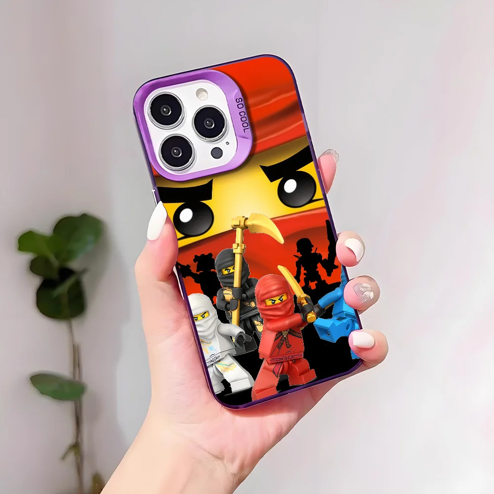 Cartoon phone case For iPhone 17 16 15 14 13 12 11 Pro Max Plus Mini IMD Color Silver Shell Cover N-Ninjago 3