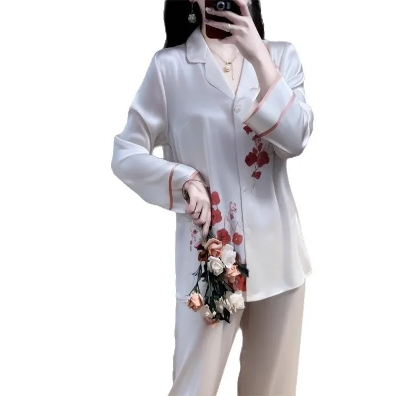 طقم ملابس نوم نسائي صيفي جديد بأكمام طويلة من الحر...