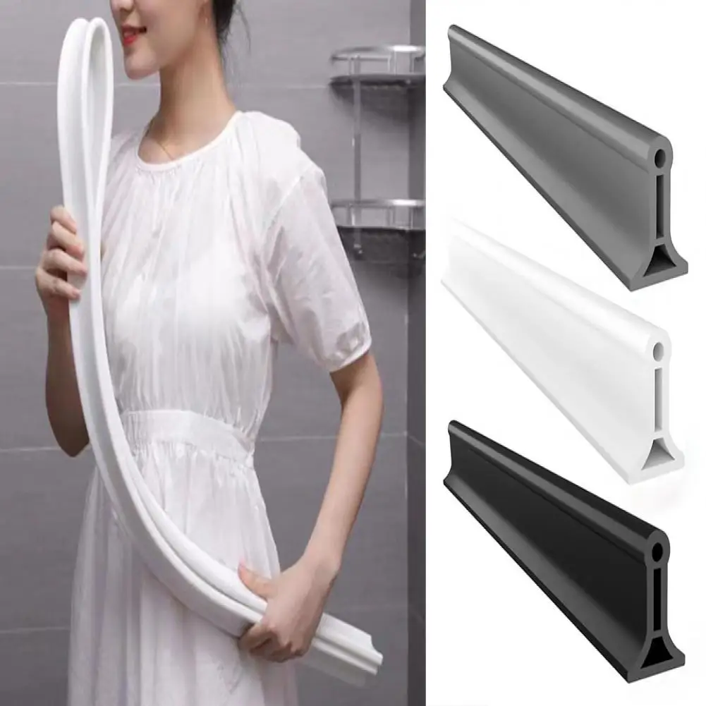 Description Picture 2 of itemSilicone Water Retaining Strip Self-Adhesive Bendable Cut Freely Shower Threshold Water Dam Water Stopper Sealing Strip Bathroom