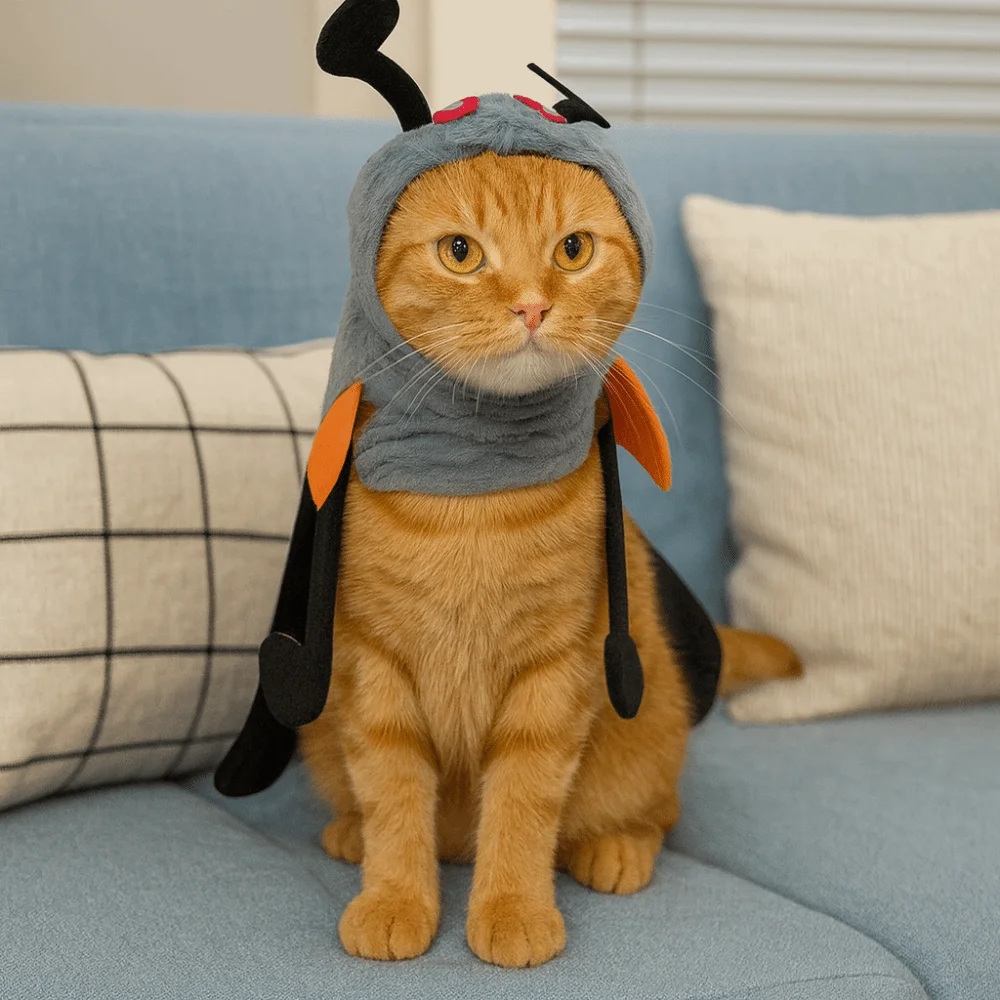 Funny Simulation Ant Costume Ant Shaped Adjustable Dog Transformation Costume Warm with Cap Pet Ant Headgear Cosplay Events