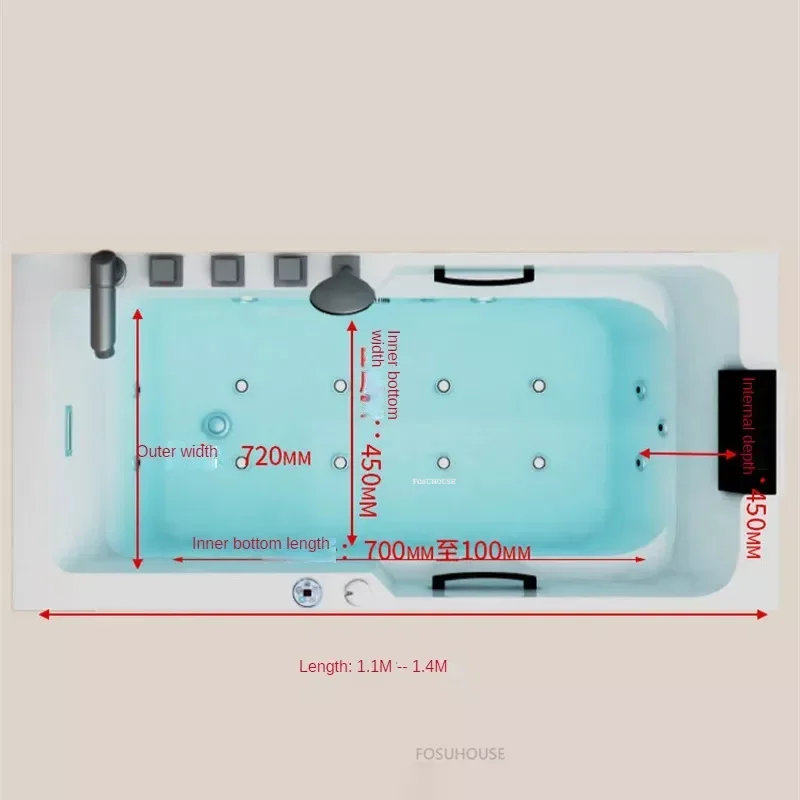 Nordic Acrylic Bathtubs For Bathroom Hotel Massage Bathtub Adults Lie Down Portable Comfortable With Armrests Thicken Seat Bath