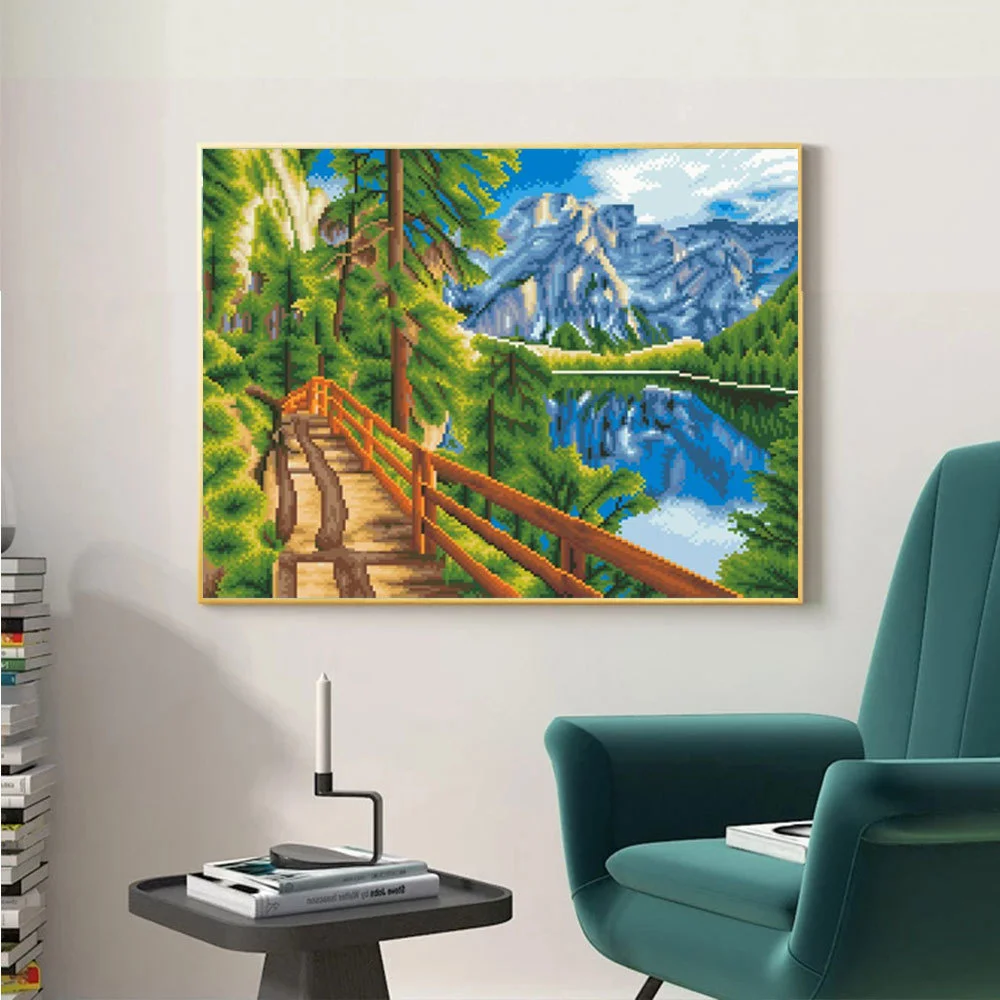 Haeran River – Pittura Diamante 5D Fai Da Te – Kit Tramonto Boston Skyline Panorama – Diamanti Rotondi Cubici 40x50cm – Decorazione Parete Casa - 2