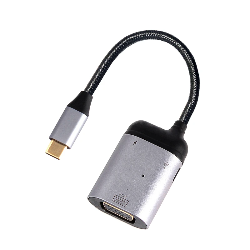 

3 In 1 USB C Male To VGA + Type C Data Transmission + PD Charging Converter Adapter For Samsung S20 S10 Huawei