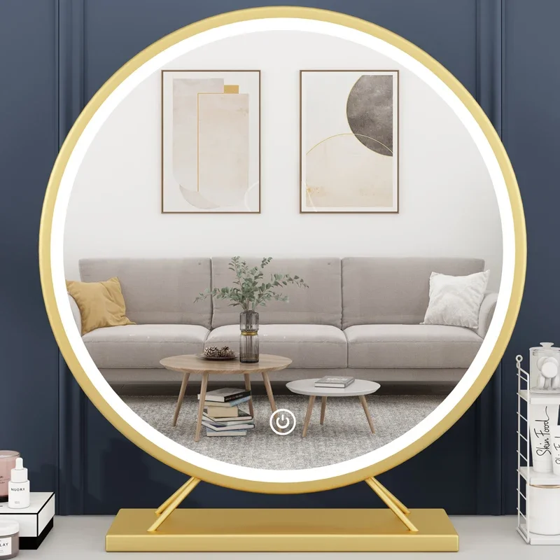 

Toilet Ornaments Mirrors Golden Aesthetic Desktop Makeup Standing Makeup Mirror Round Nordic Dressing Specchiohome Products