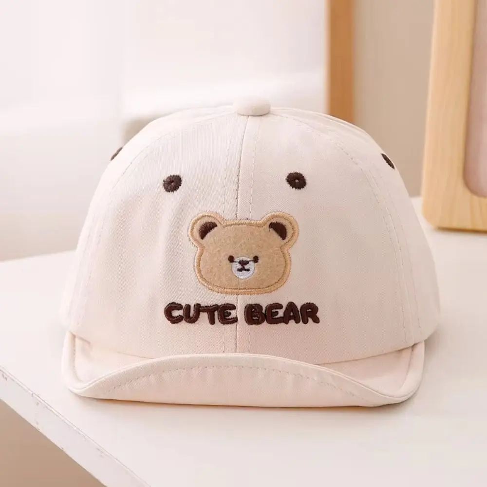 Sunshade Caps Cartoon Bear Baby Baseball Hat Breathable Adjustable Toddler Peaked Cap Comfortable INS Baby Sun Visor Hat Outdoor