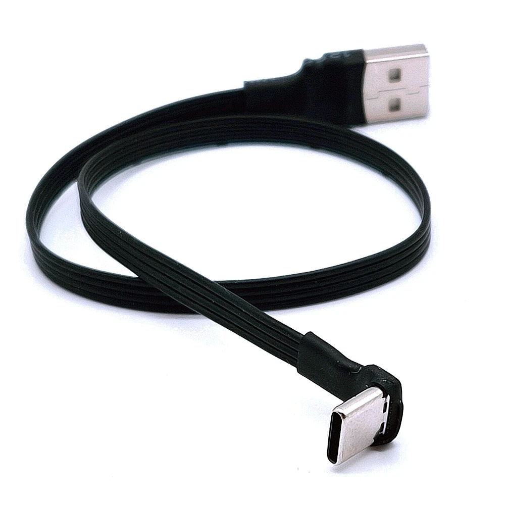 

1m 2m 3m 5cm USB-C Type C Plug Up Angled 90° to USB 2.0 Plug Data Cable USB Type C Flat Cable 0.1 m/0.2 m/0.5 m