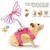 2pcs/set Hamster Harness And Leash Walking Set, Small Pet Clothes With Bow Bells, Safe And Comfortable Padded Vest, Hamster Stri 3