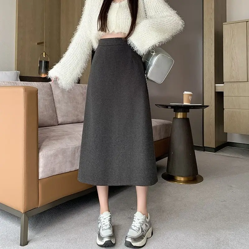 Women's slim fit half high collar waist cinched A-line skirt long sleeved pit stripe dress