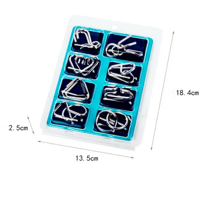 Montessori Metal Puzzle Wire IQ Mind Brain Teaser Puzzles Adults Interactive Game Reliever Educational Toys 8Pcs/Set puzzle toys