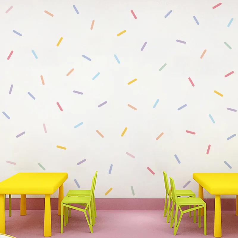 Scandinavian Style Colorful Confetti Stripe Sticker Self-Adhesive Wall Decals for Charming Kids' Room Kindergarten Nursery Decor luminous wall stickers wall stickers vinyl decal stickers