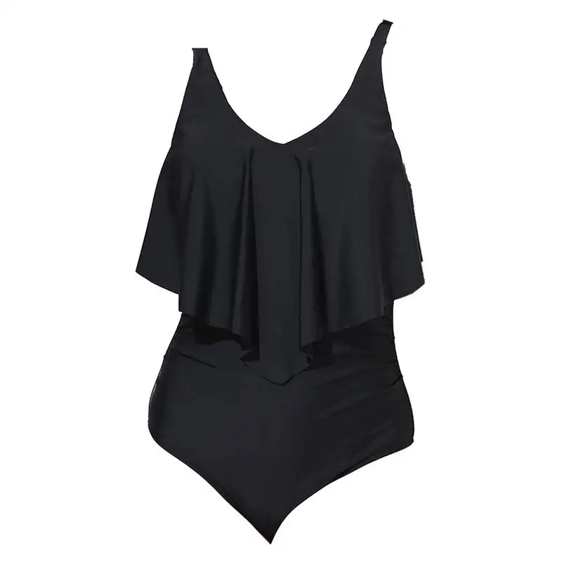 

Swimsuit For Women Conservative Bikini With Lotus Leaf Print Tummy Control Retro Quick-Drying Summer One-Piece For Pool Spa