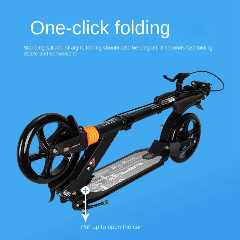WolFAce Disc Brake Scooter Aluminum Alloy Folding Damping Scooter Height Adjustable Portable New