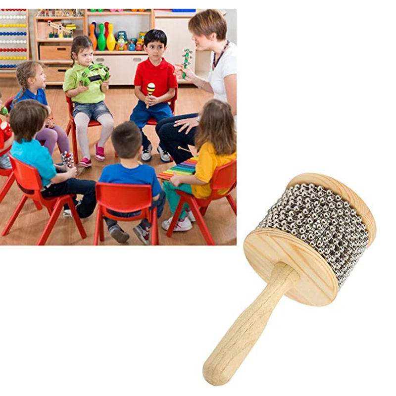 B93B-Wooden Kabasa, Steel Ball Hand Crank Toy, Portable Children's Teaching Instruments For Home And Kindergarten