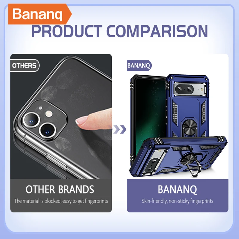Shockproof Metal Finger Ring Bracket Armor Case with Magnetic Car Holder - Premium Phone Cover