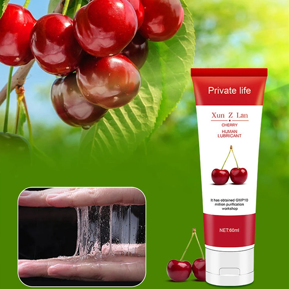 Sex Lubricant 60ml Water-based Strawberry Cherry Peach For Session Relieve Dryness Adults Lube Adult Gel