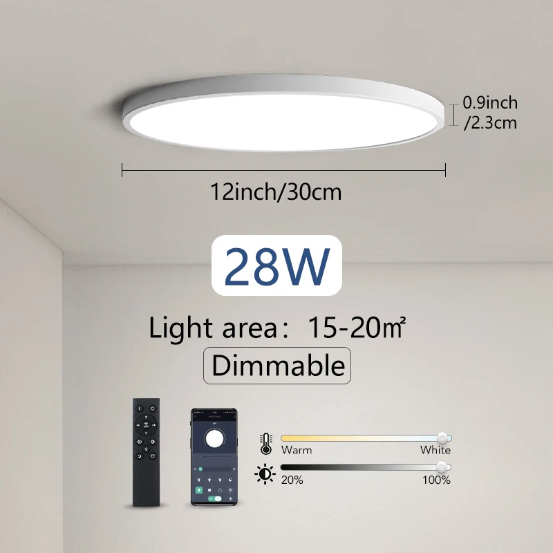 flush mount lighting MARPOU 0.9inch Ultra Thin Smart LED Ceiling Lamp APP/Remote Control Dimmable Lustre Led Ceiling Light for Living room decoration black downlights Downlights