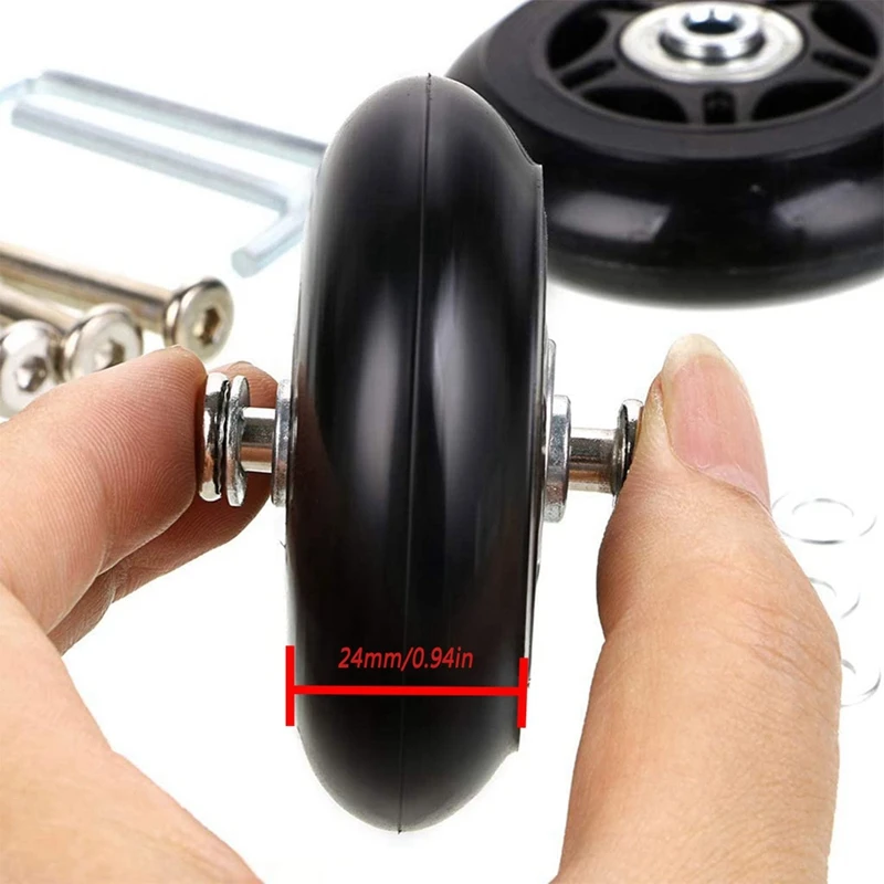 Suitcase Luggage Wheel Spare Parts Rubber Universal Wheels Swivel Caster Bearingtool (OD:75 W:24 ID:6 Axles:36/ 40Mm)