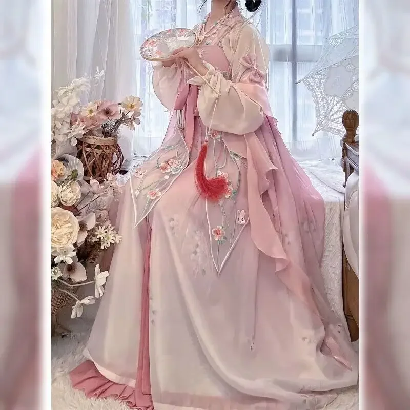 

Hanfu Women Chinese Traditional Cosplay Fairy Costume Ancient Hanfu Pink Dress 2023 Summer Dance Dress Princess Dress Plus Size