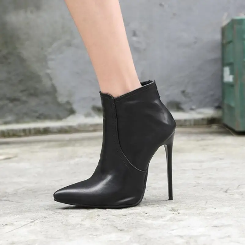 

Fashion Women Ankle Boots Spring Autumn Pointed Toe Ladies Shoes 12cm Thin High Heels Sexy Nightclub Dance Large Size Pumps