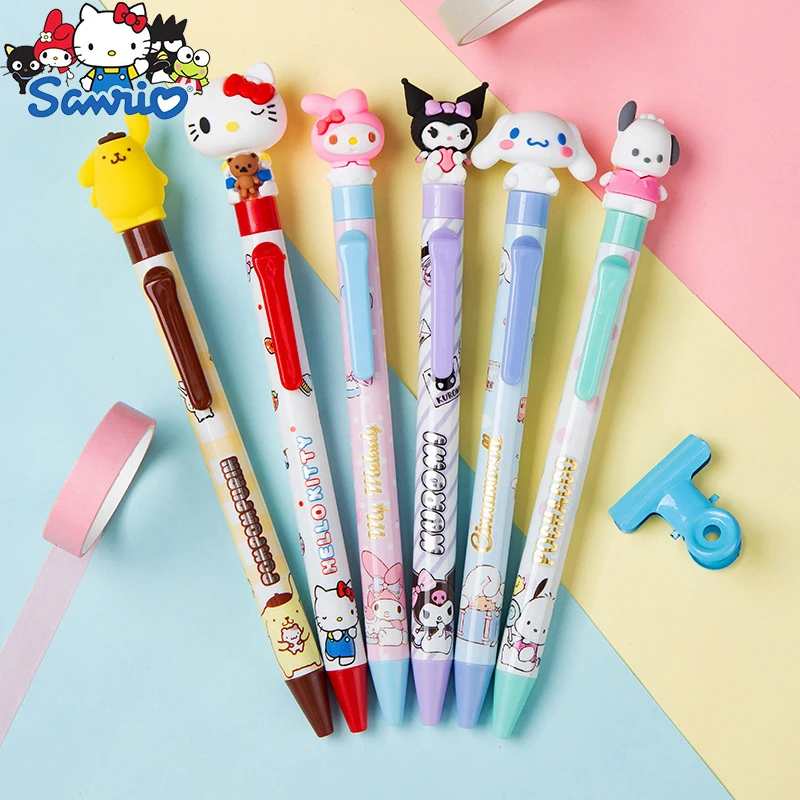 

6 шт. подлинные фигурки Sanrio кукла гелевая ручка роликовая шариковая ручка Кукла Девушка Студент Милый Стайлинг аниме стильная мультяшная ручка для подписи