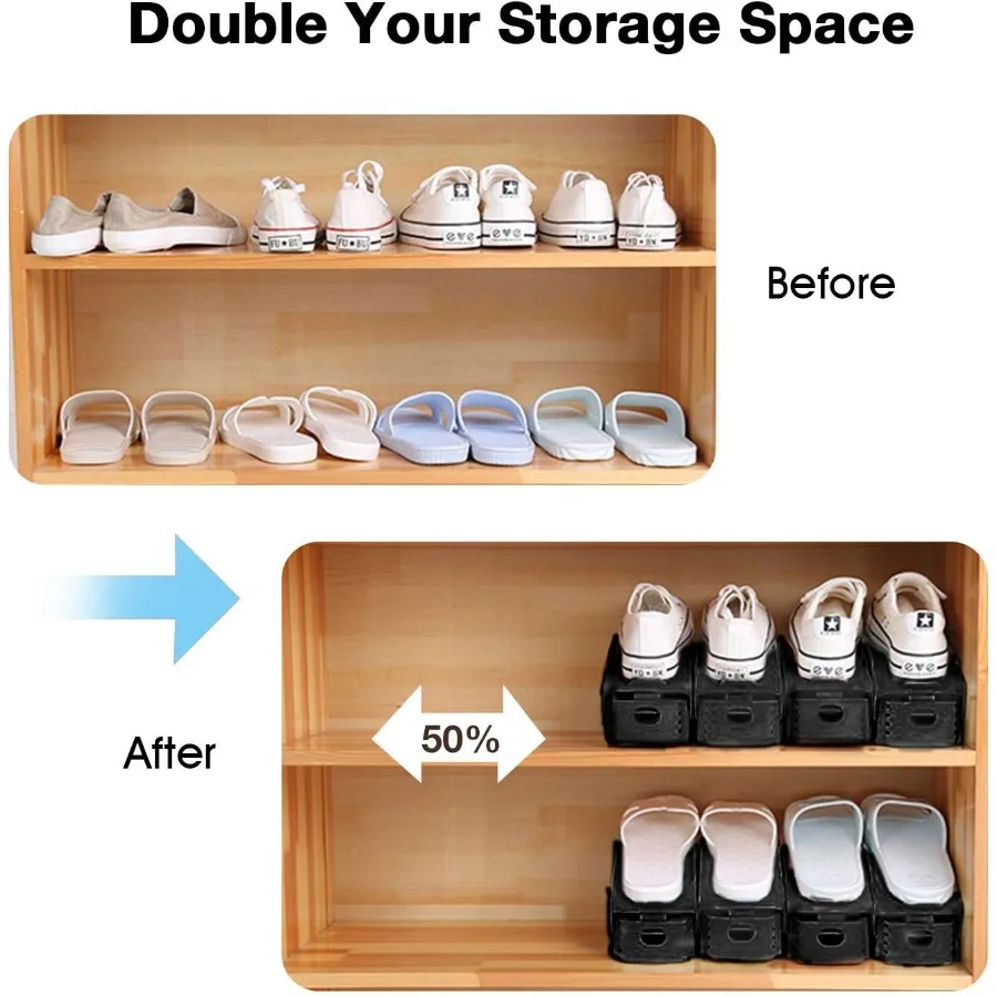 Neprock Shoe Rack Shoe Organizer SpaceSaving Storage Shoe Organizer for ClosetShoe Stacker Shoe Slots Space Saver Double Stack