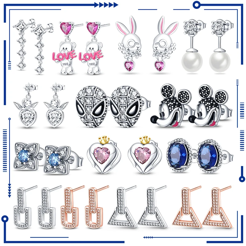 

Silver 925 disney mickey stud earrings luxury jewelry 2023 New unisex 925 sterling silver original marvel spiderman stud earring