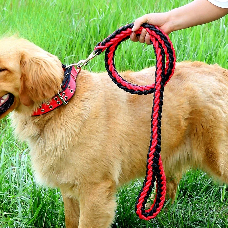 1.3m Durable Nylon Dog Collar Leash Set Traction Rope Medium Big Dog Walking Accessories Labrador Husky P-Chain Harness