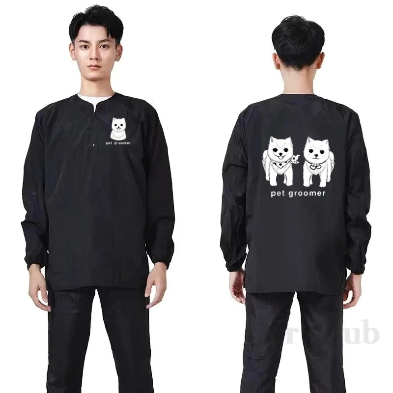 Long Sleeved Dog Grooming Clothing Pet Store Uniforms Anti Hair Anti-static Apron Pet Shearing Smock Pet Hospital Work Clothes 4