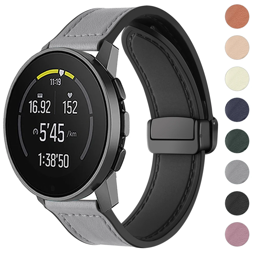 Cinturino Da 20Mm 22Mm Per Suunto 5 Peak / Suunto 9 Peak Pro Band Suunto 3 Cinturino In Silicone Magnetico Verticale In Pelle Smart Watchband