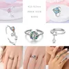 Adjustable Ring For Women Original 925 Sterling Silver Zircon Free Size Finger Flower Cat Paw Open Rings Wedding Jewelry Gift 2