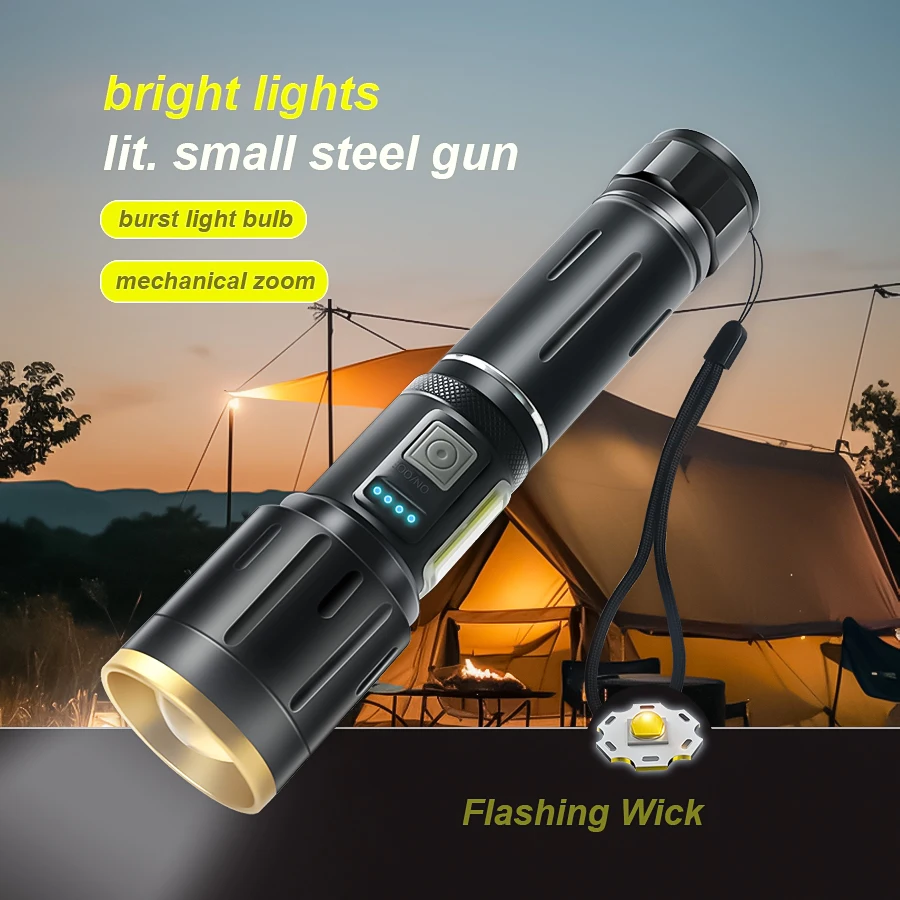 

Суперъяркий мощный светодиодный фонарик, внешний аккумулятор, фонарик, USB-перезаряжаемый наружный тактический фонарь для кемпинга