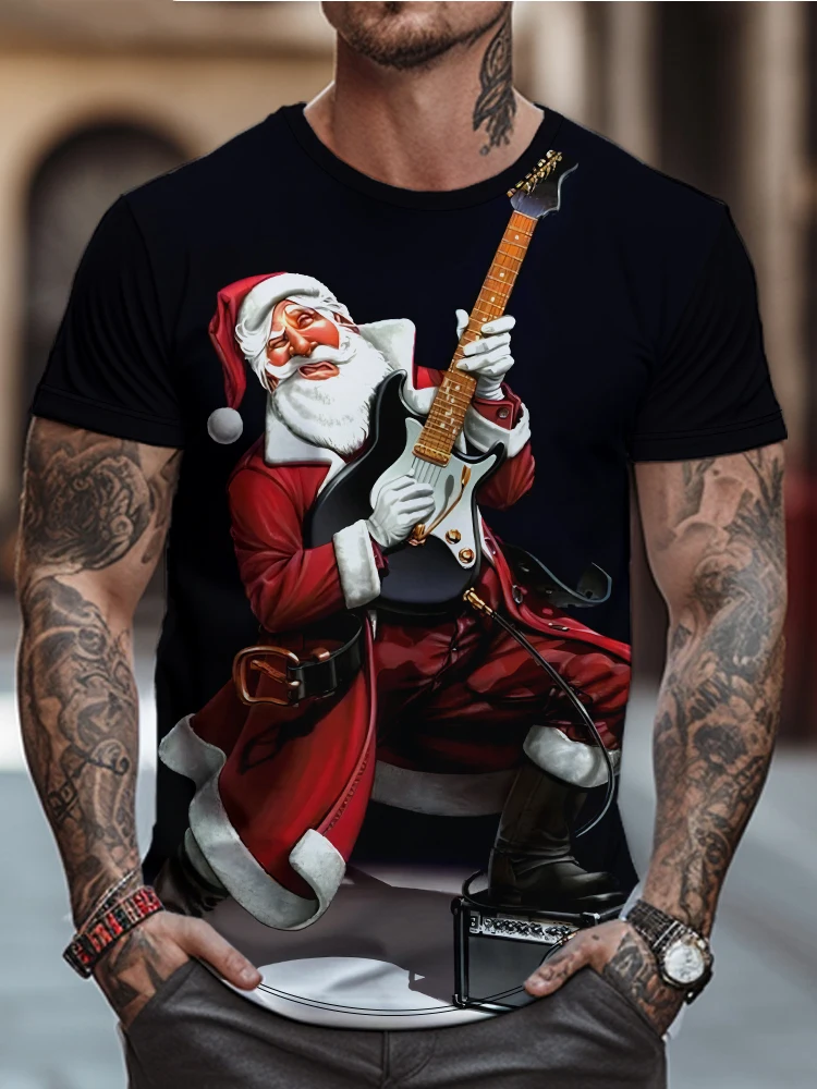 

Футболка мужская с круглым вырезом, свободная дышащая удобная рубашка с коротким рукавом, Модный повседневный Топ, популярная в рождественском стиле, на лето