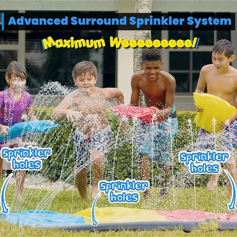 Inflatable Lawn Water Spray Slide Summer Swimming Pool Waterskiing Splash Toys Slip Outdoor Backyard Water Toys Kids Summer Toys 5