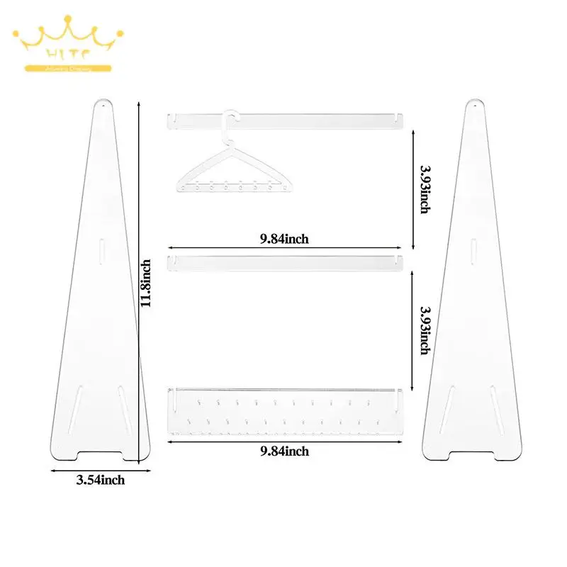 Rainbow Acrylic Frame Jewelry Storage Organizer Earring Holder with Mini Hanger Dresser Jewelry Colllection Rack