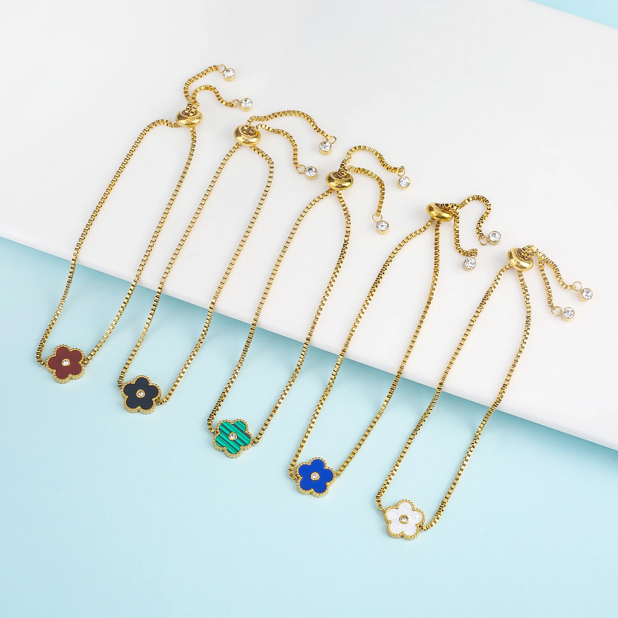 Flashing Mini Flower Zircon Pull-String Bracelet For Women