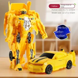 Transforming Anime Robot Toy - One Step Deformation Action Figure & Puzzle Car Toy (Yellow)