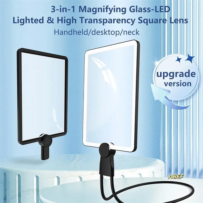 50개의 LED 조명이 있는 5X 핸즈프리 돋보기, 노인 저시력 독서, 수리, 바느질을 위한 구즈넥 페이지 돋보기