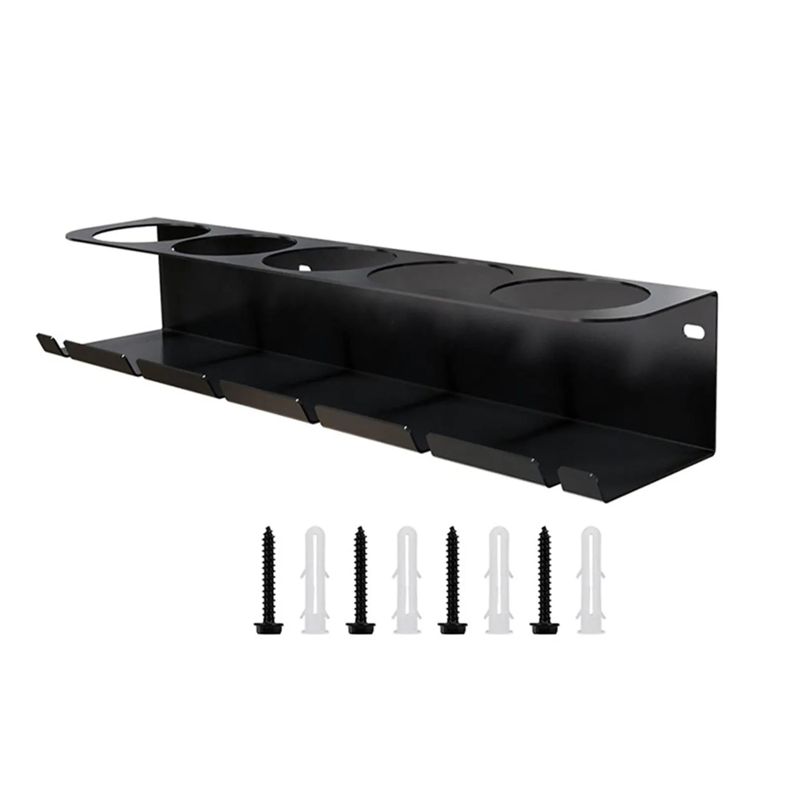 

Wall mounted storage rack Convenient tool organization For Garage and workspace solution 5 can holders with 6 slots