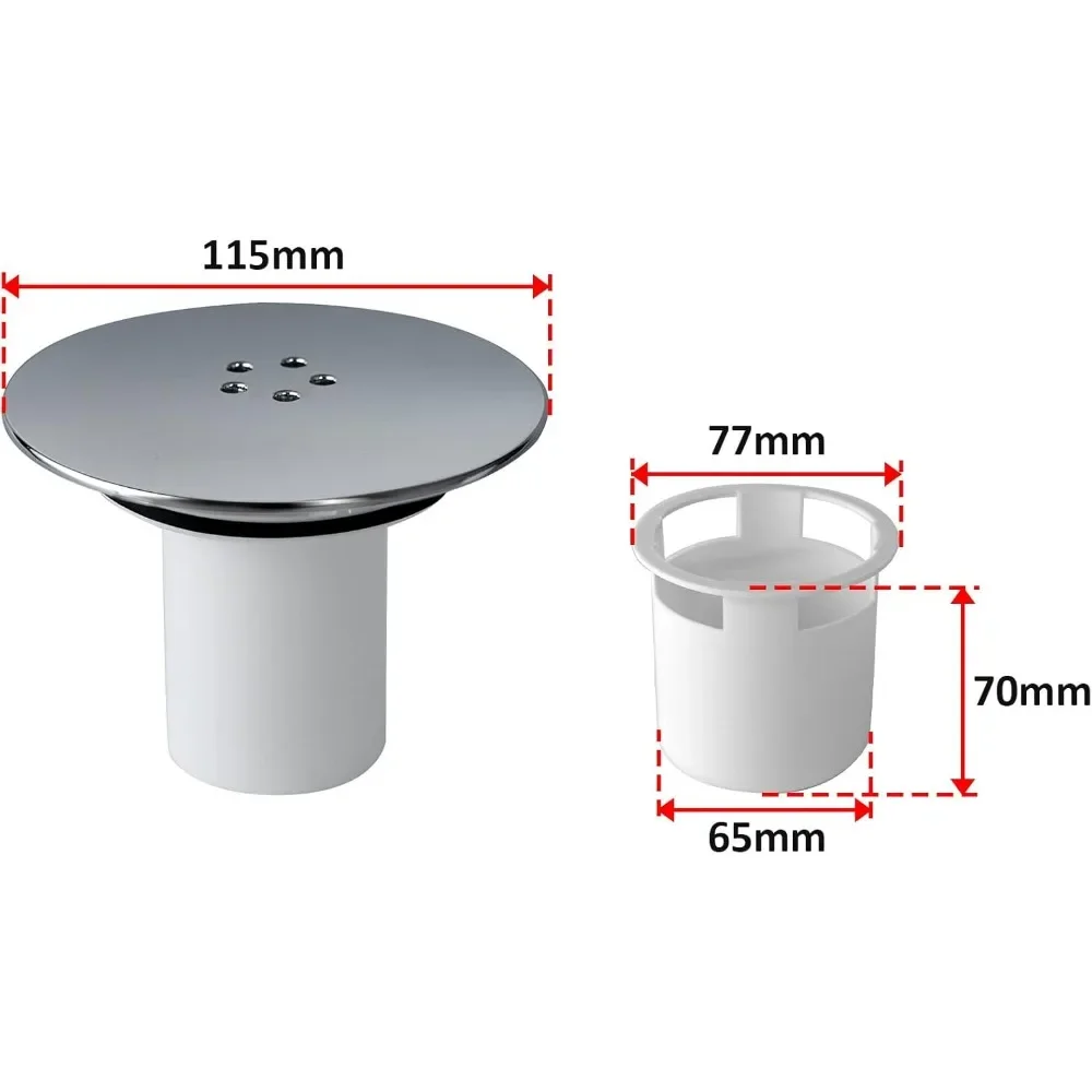 Shower Drain Cover Replacement of Shower Drain Cover Chrome Plated Shower Trap Cover Drain 90mm/115mm Detachable