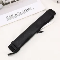 Premium PU Leather Elastic Buckle Pen Organizer Sleeve (Black)