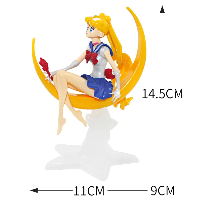 Sailor Moon Figure Anime Cartoon Jupiter Makoto Venus Minako Tsukino Rabbit Doll Toy Little Princess Cake Decoration Ornaments - Bilde 5