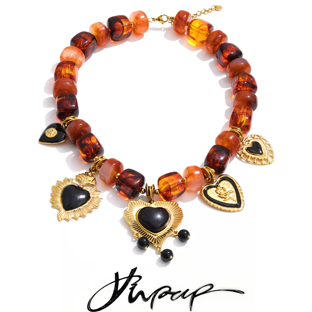 Yhpup Resin Beads Chain Necklace