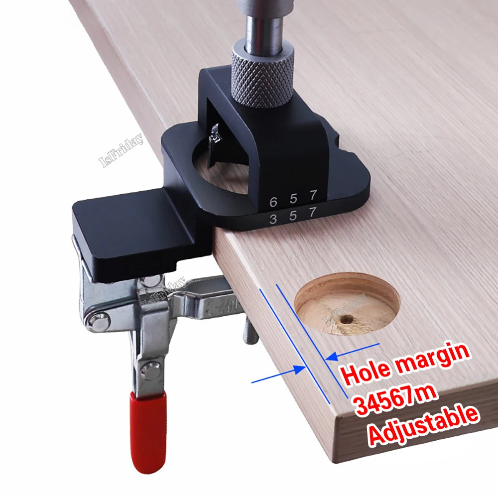 

35mm Concealed Hinge Jig Kit Woodworking Hole Drilling Guide Locator Template Adjust Hole Margin Puncher For Door Hinges Install