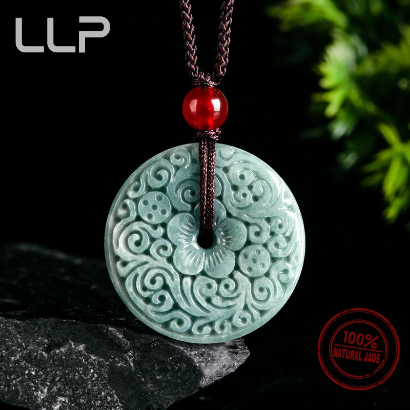 Natural Jade Peace Carved Pendant Fashion Jewelry Women Holiday Gifts